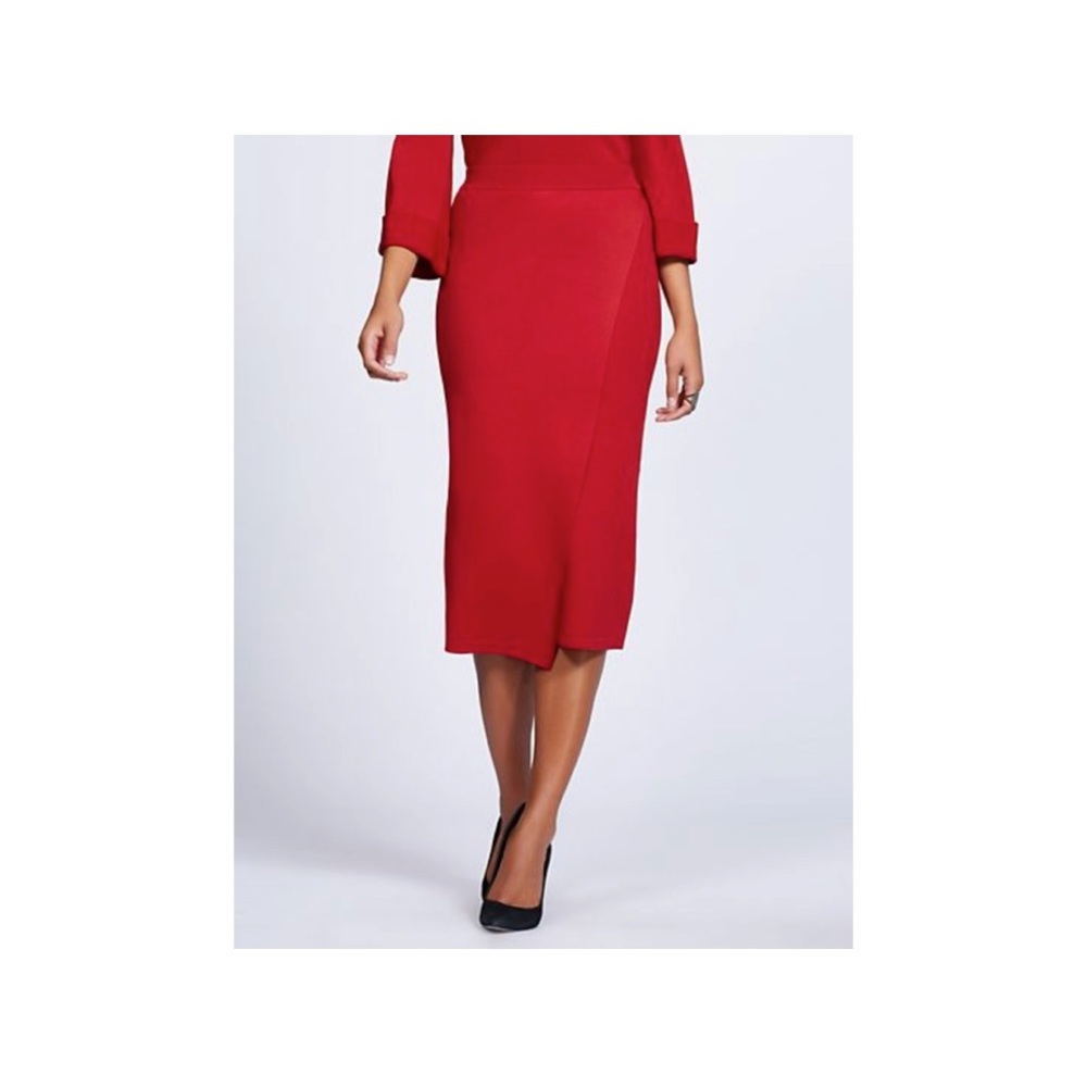 Red Wrap Pull On Skirt